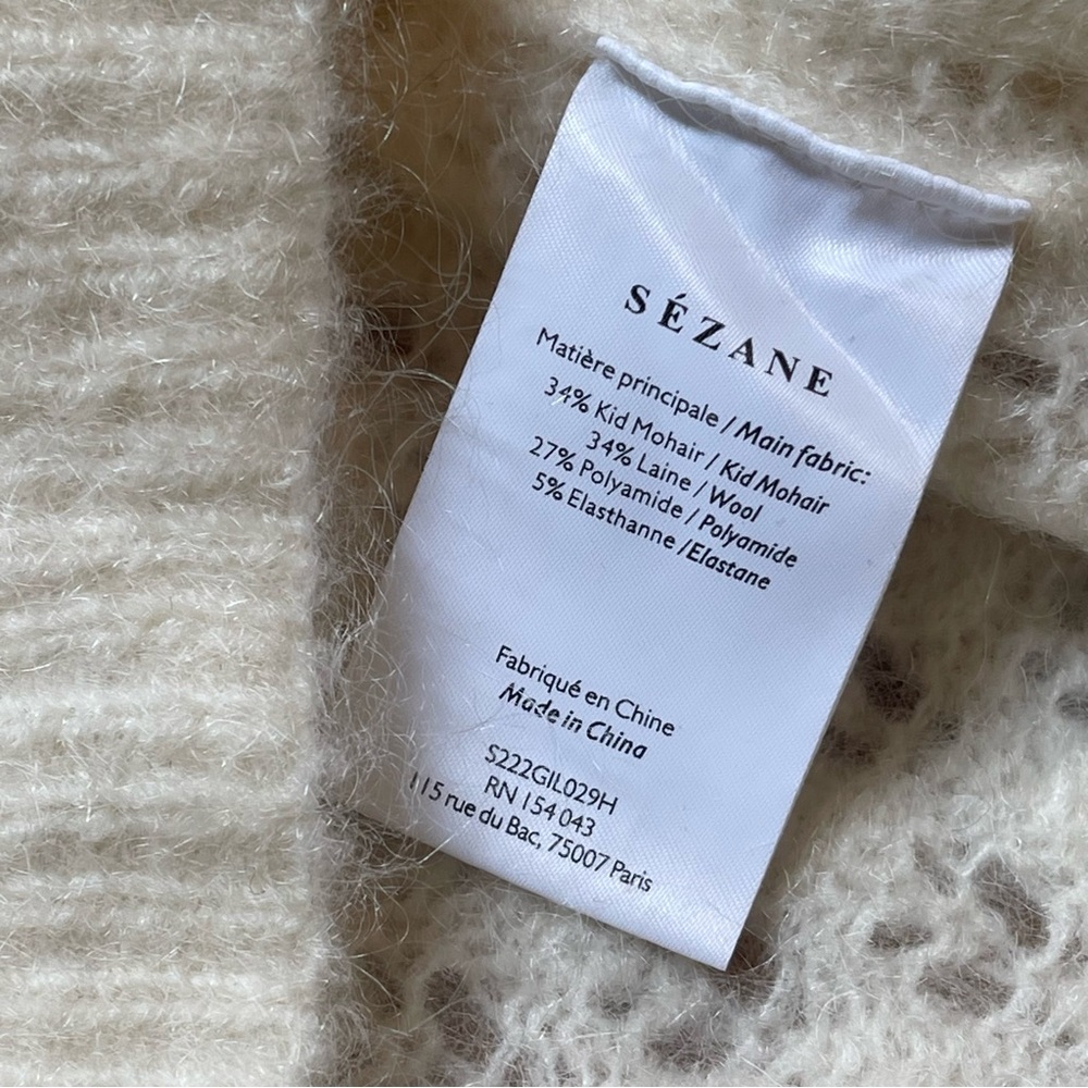 Sezane Come Jumper Mohair Wool Knit Pullover Sweater in Ecru Size S - Picture 9 of 16